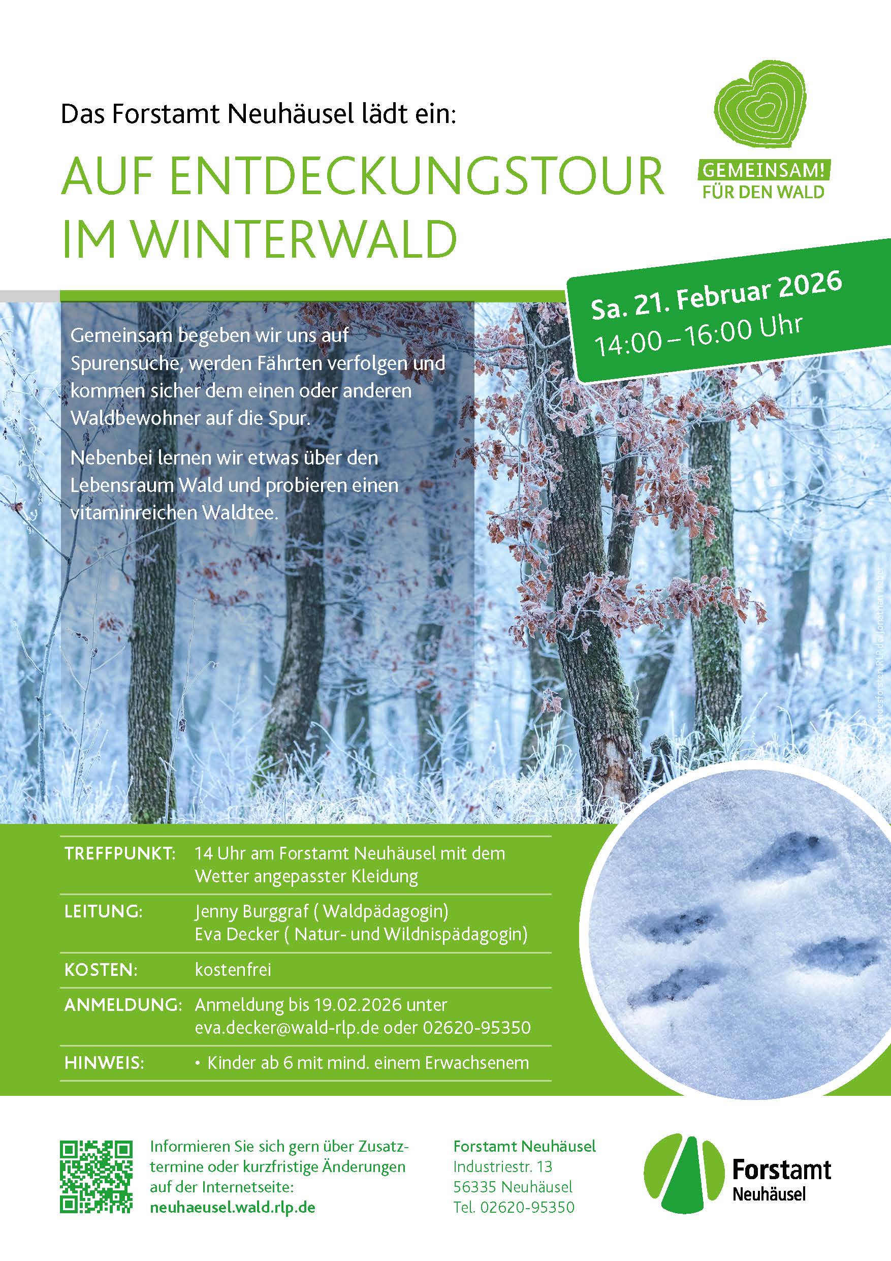 Einladung zur Winterwaldtour am 21. Februar 2026, 14-16 Uhr